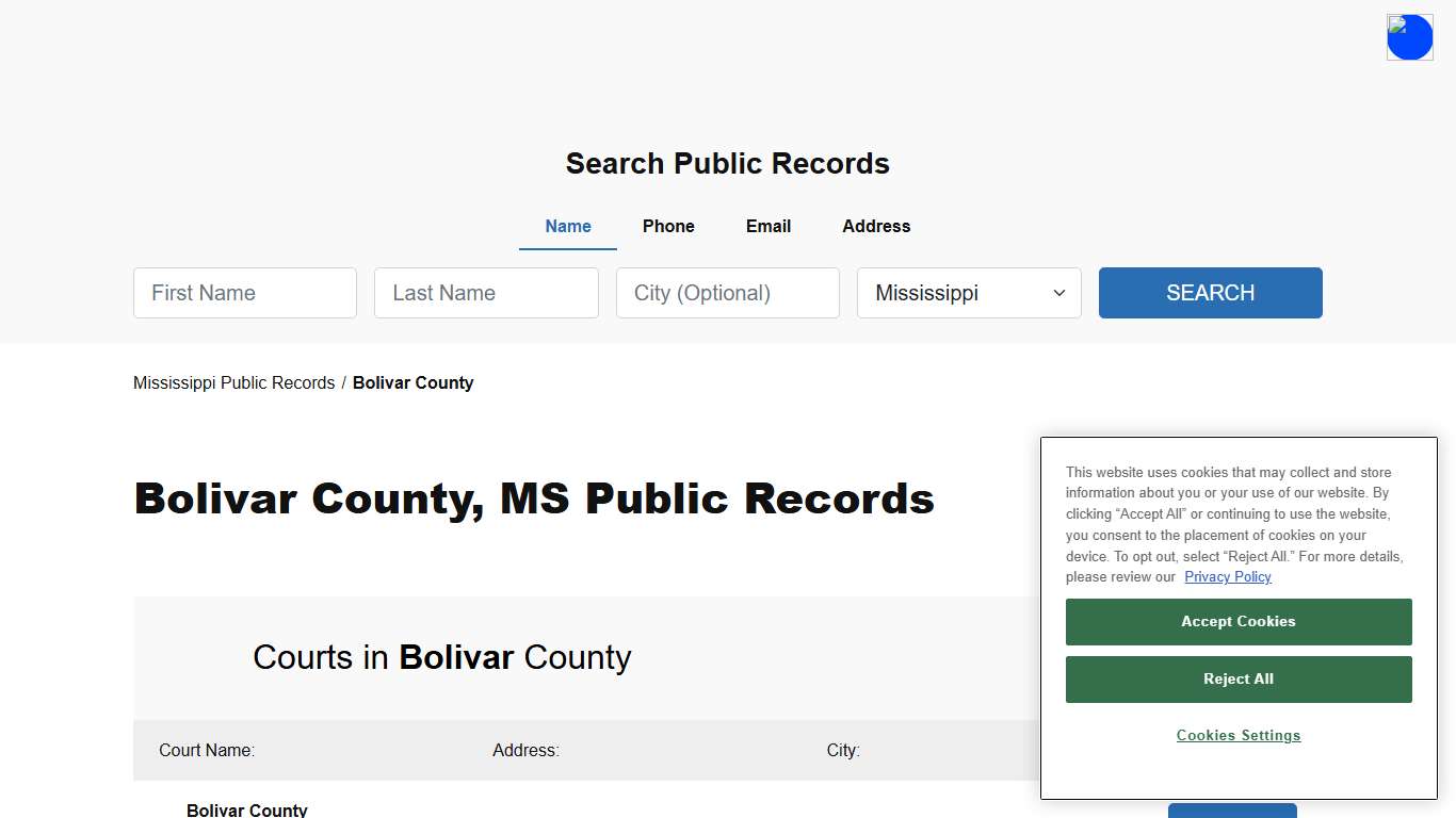 Bolivar County, MS Public Court, Arrest and Inmate Records - ThePublicIndex